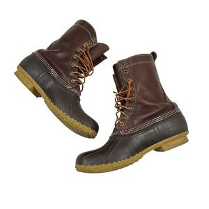 LL Bean Boots Men's Size 11 M Dark Brown 8" Duck Leather Rubber Hunting Shoes